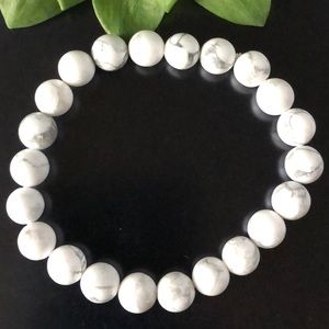 White Howlite 8mm Natural Stone Beads Stretchable Bracelet